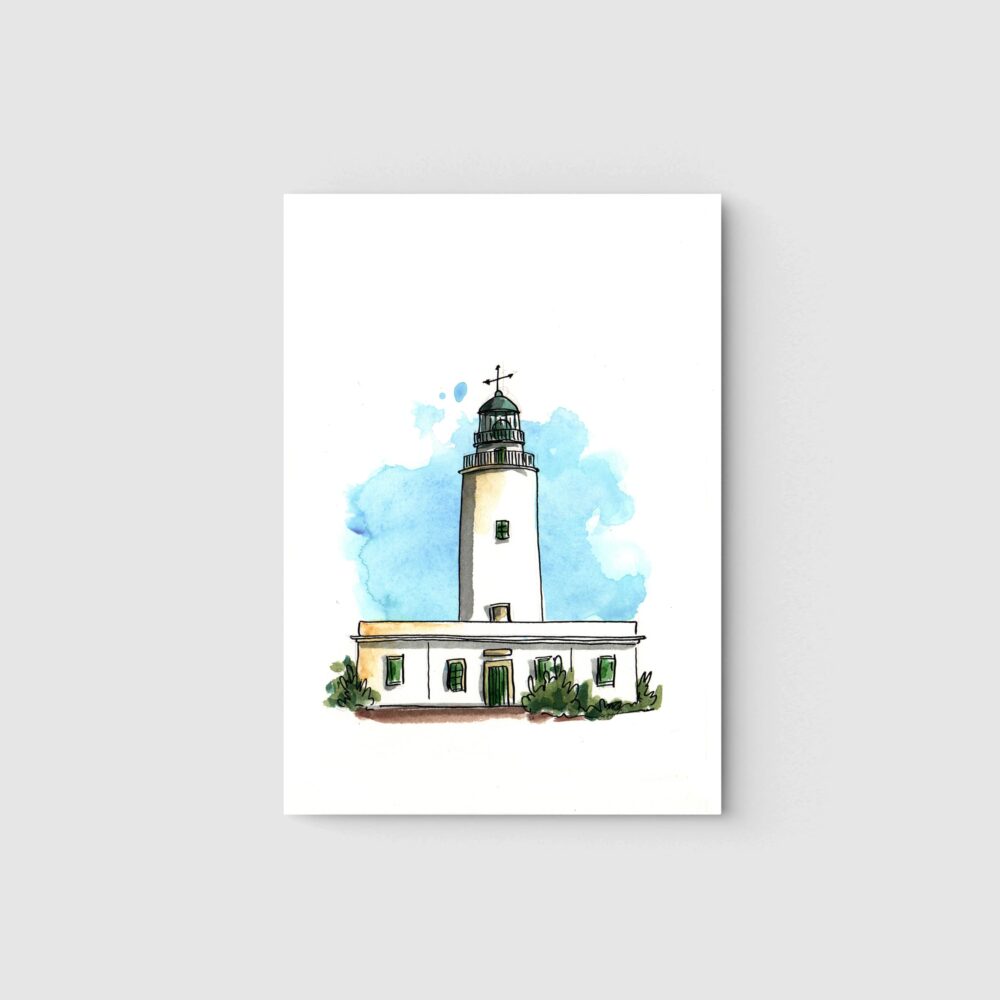 Acuarela del Faro de la Mola (Formentera)
