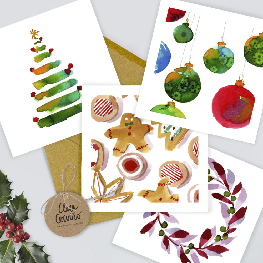 Pack 4 postales Cuadradas
